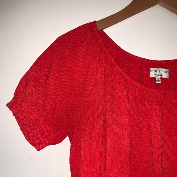 Madewell Red Peasant Top size M - Picture 7 of 9